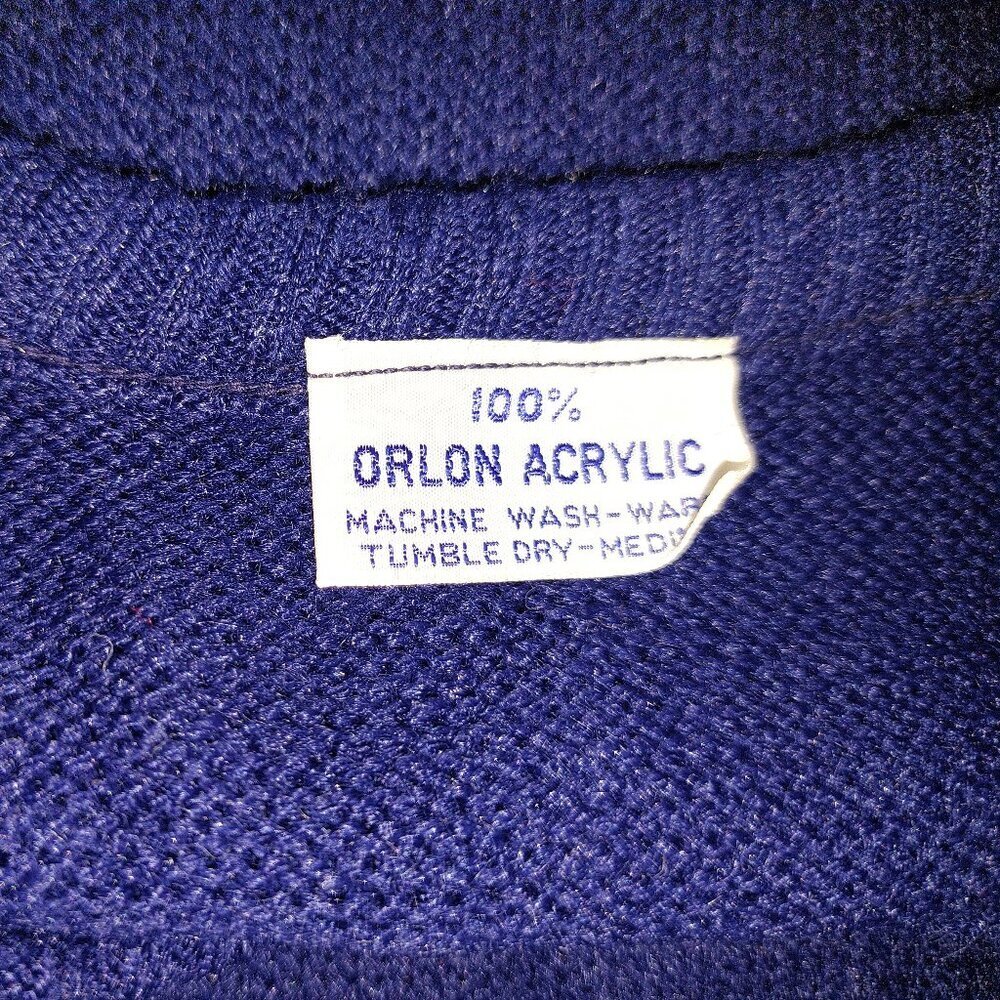 Vintage 1940s-1950s Navy Blue Long Sleeve Knit Crewneck Sweater Sz Medium - Picture 7 of 7